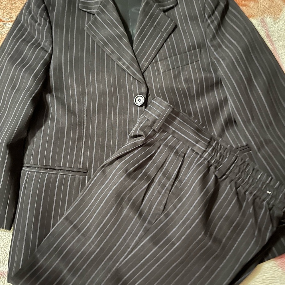 Elegant Black and White Pinstripe Suit Set